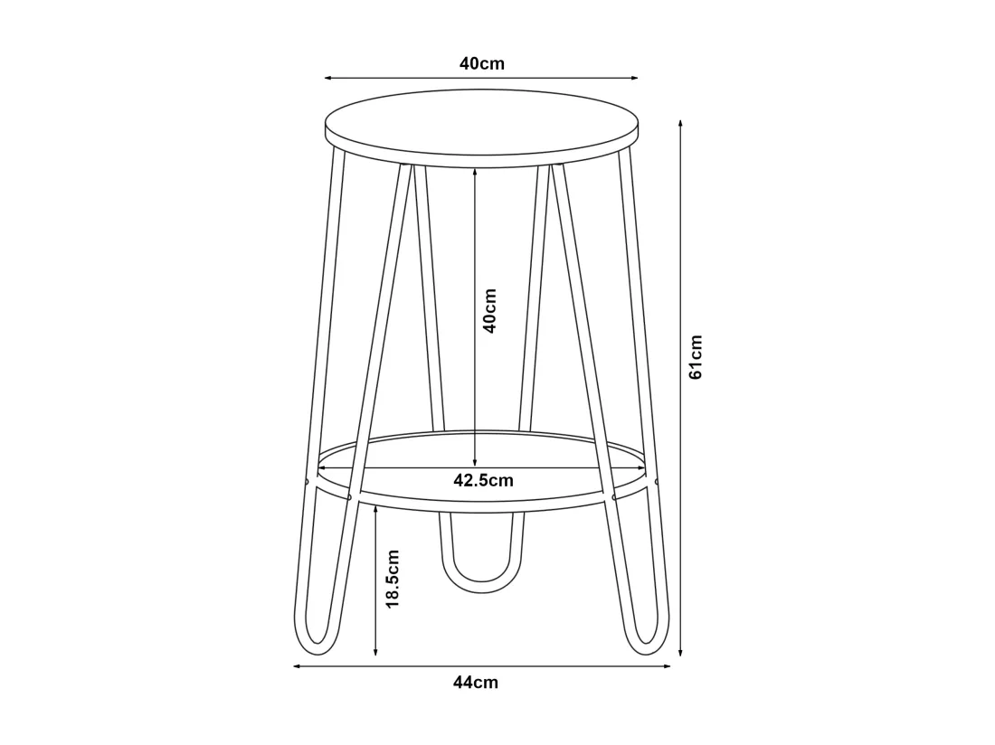 Table d'appoint Ylöjärvi avec étagère métal MDF 61 x 44 x 44 cm noir effet chêne [en.casa]