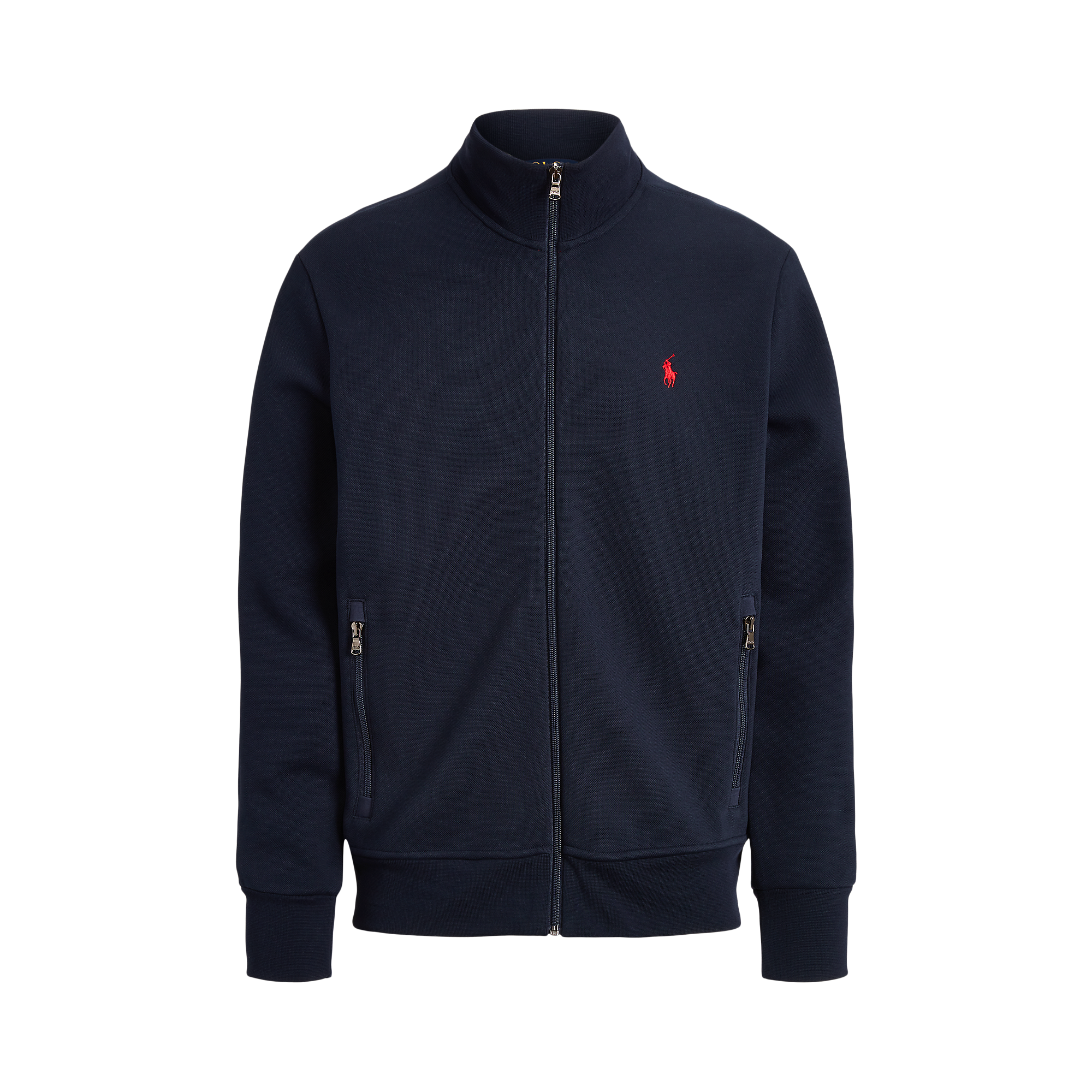 Gilet droit col montant en coton mélangé | Bleu
