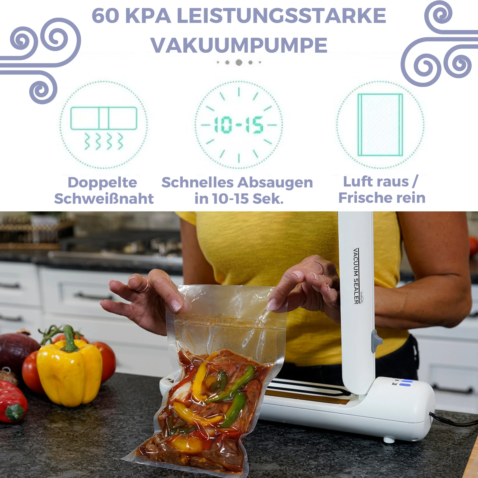 Starlyf® Vakuumiergerät inkl. 20 Beutel & Rezepte - Vakuumierer Vacuum Sealer