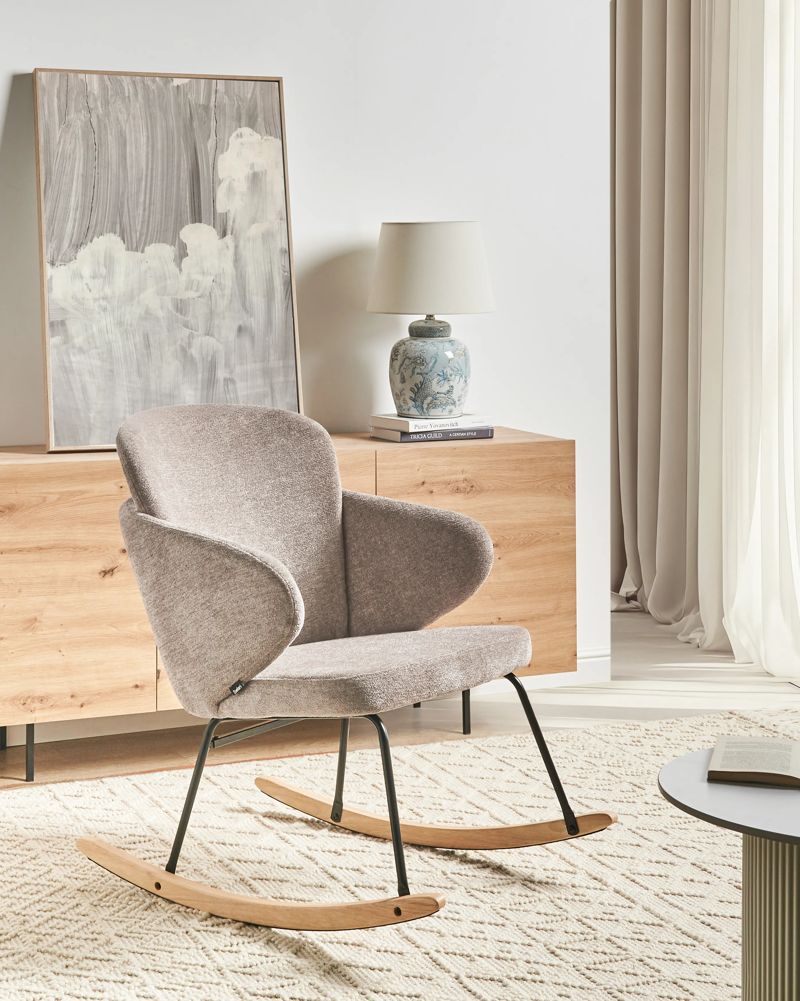 Schommelstoel VIKEN Stof Taupe