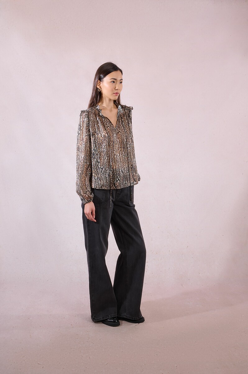 MOLLY BRACKEN<br>Blusa de voile com estampa animal
