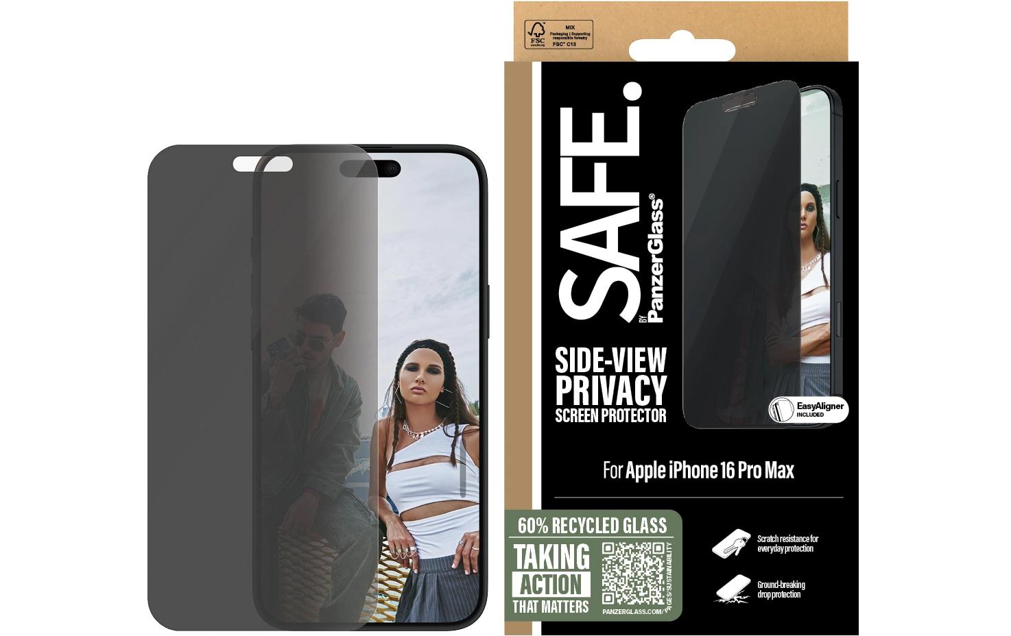 Displayschutz Ultra Wide Fit Privacy iPhone 16 Pro MaxDisplay-Schutzfolie für das Apple iPhone 16 Pro Max