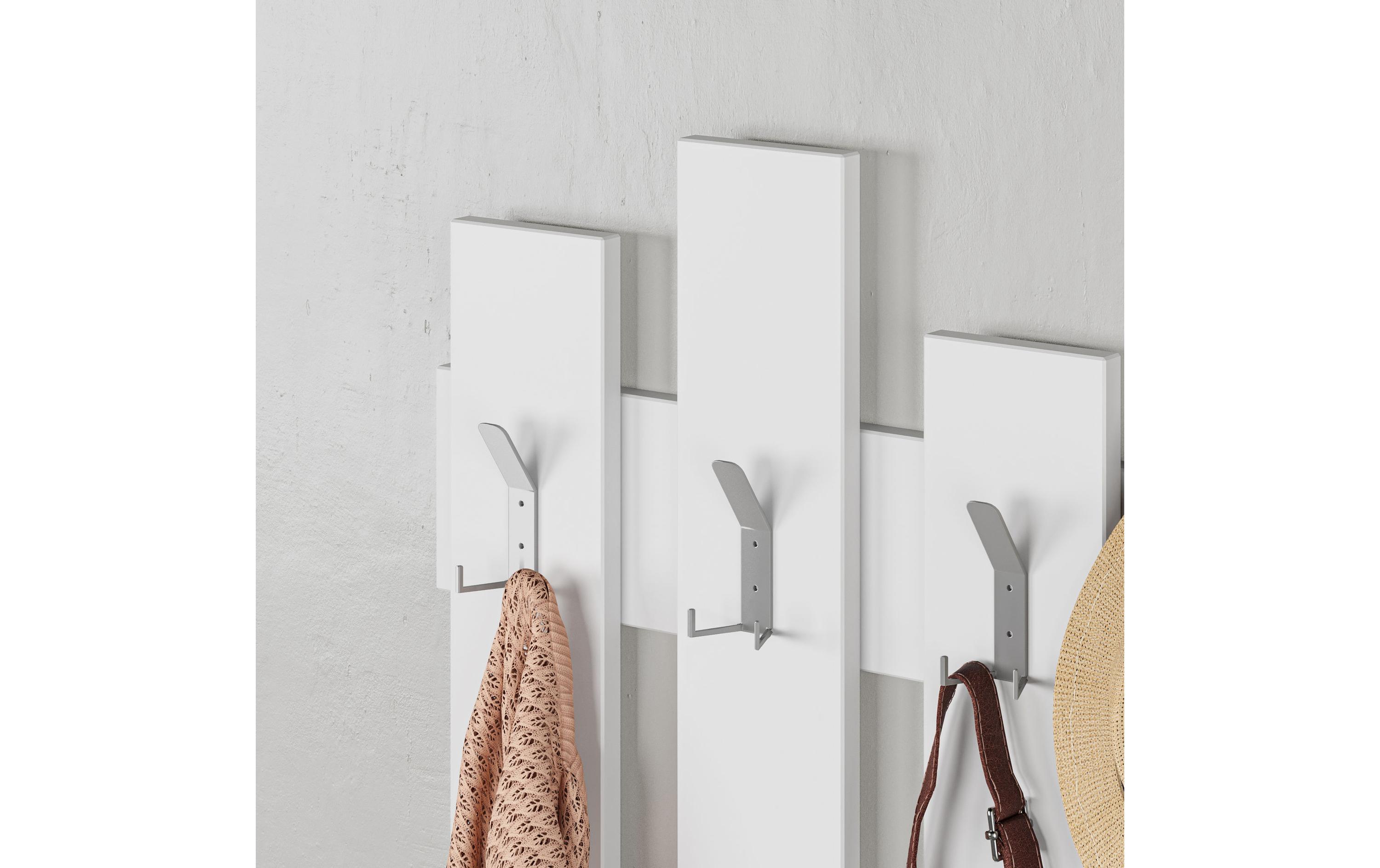 Wandgarderobe Wave 64 x 79 x 4 cm, WeissKleiderhaken