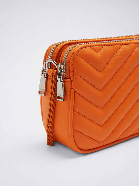 Bolsa matelassada com corrente - Laranja