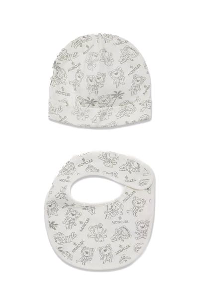 Moncler Printed Hat & Bib Set