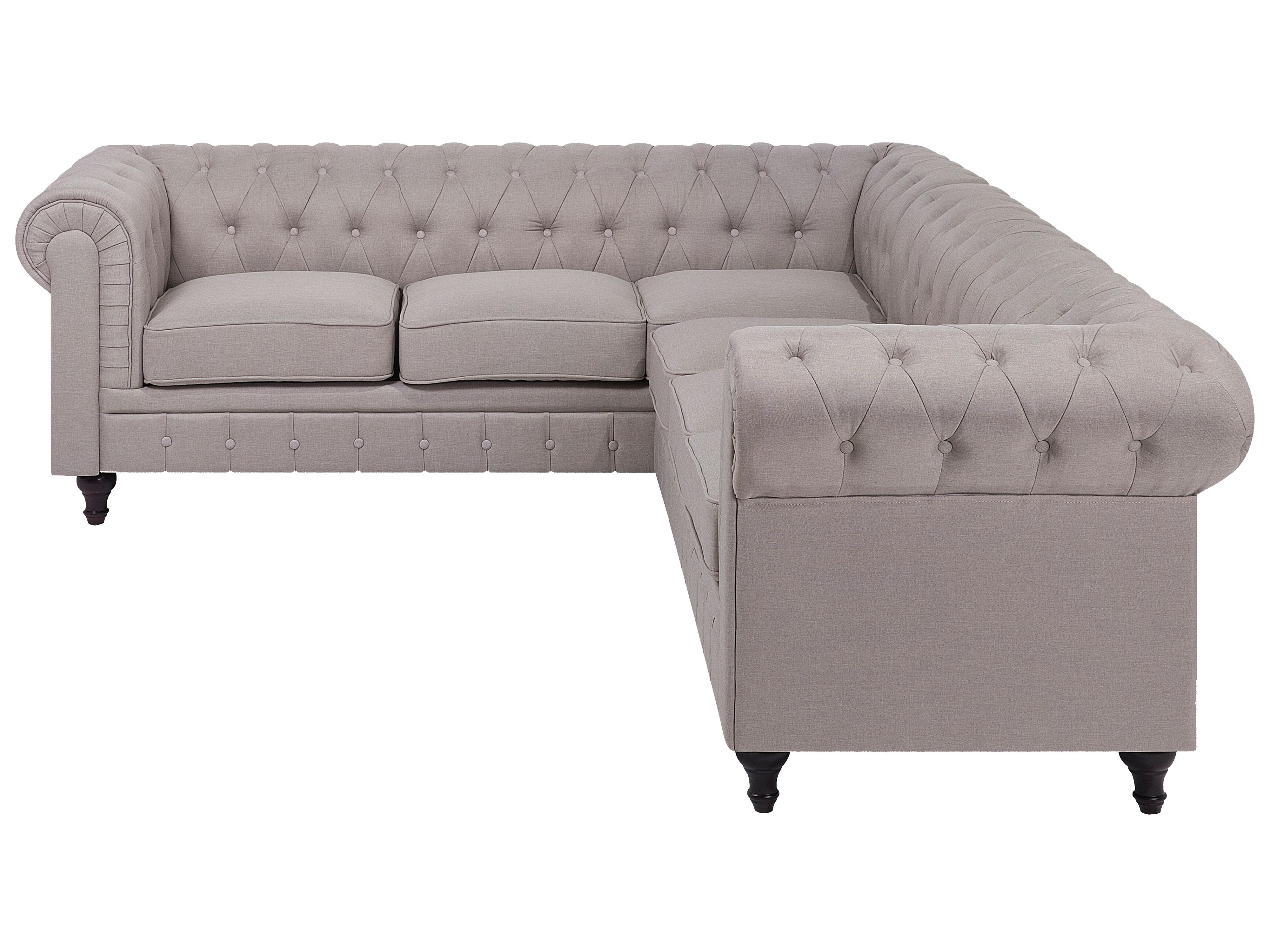 Hoekbank 6-zits CHESTERFIELD Stof Beige rechtszijdig