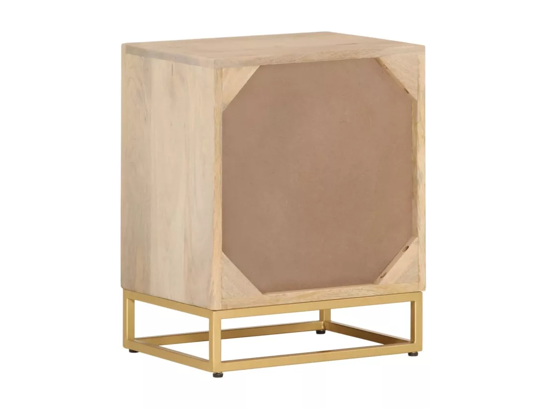 Table de chevet 40x30x50 cm bois massif manguier et fer