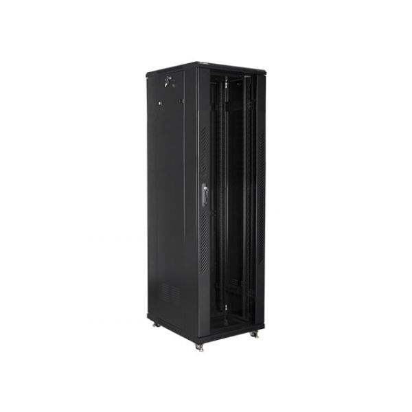Rack Lanberg FF01-6842-12B 42U 800kg Preto IP20 com Vidro Temperado e Ventilação