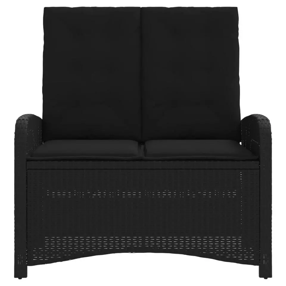 vidaXL - Verstelbare loungebank met kussens - Zwart - Poly rattan - 105x59x93 cm