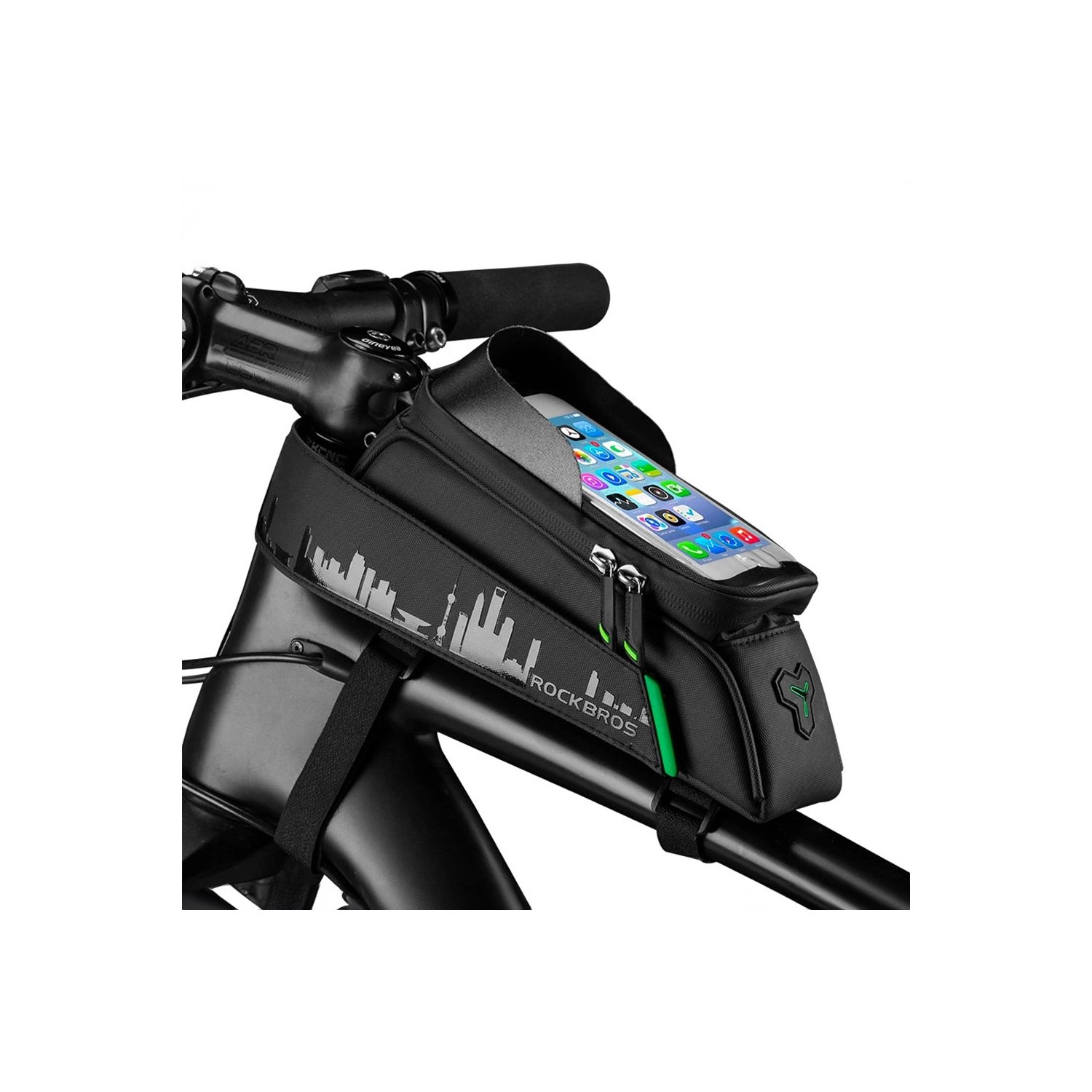 Fahrradtasche für Rahmen mit Telefonabdeckung – Schwarz - 029-1BK