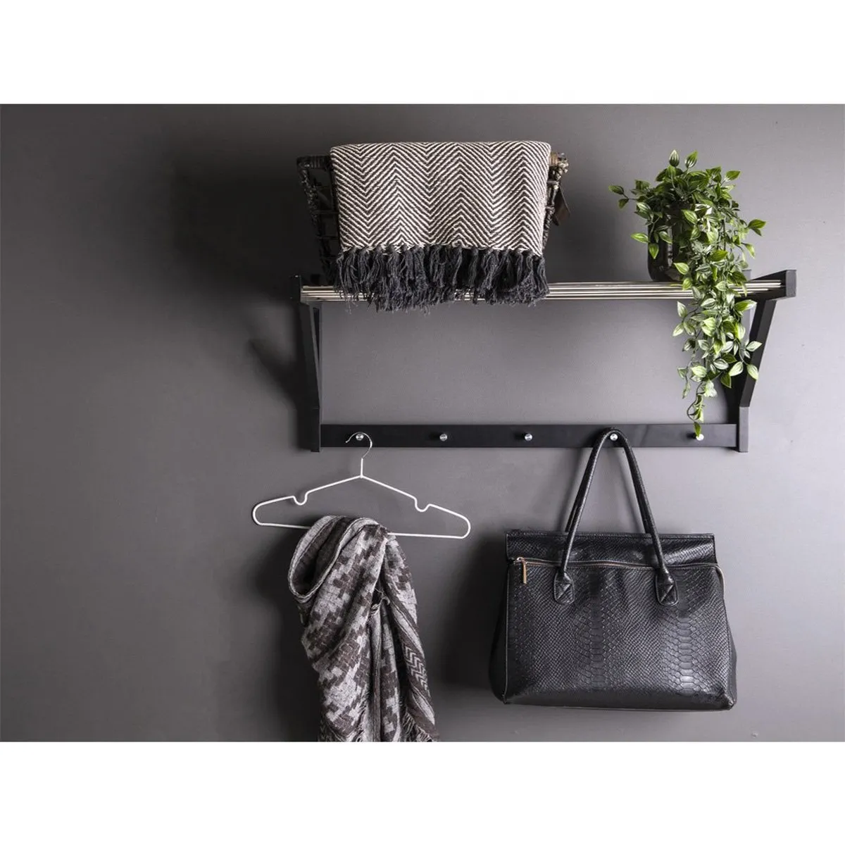 Epikasa Porte-Manteau Murale Padova - Noir Métal