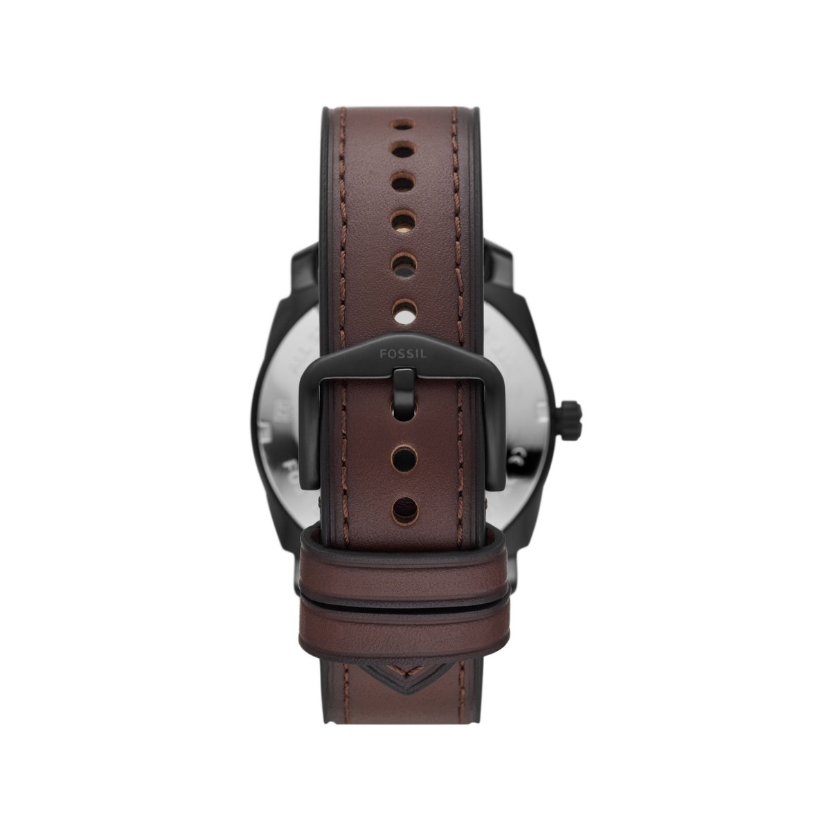 Montre FOSSIL Machine homme acier noir bracelet cuir marron