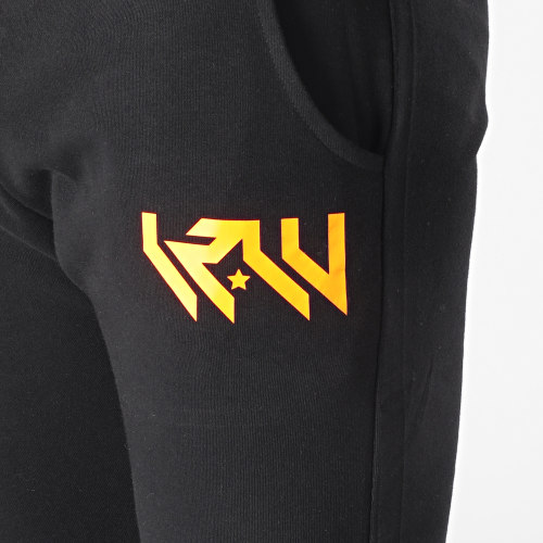 Pantalon Jogging Logo Noir Orange Fluo