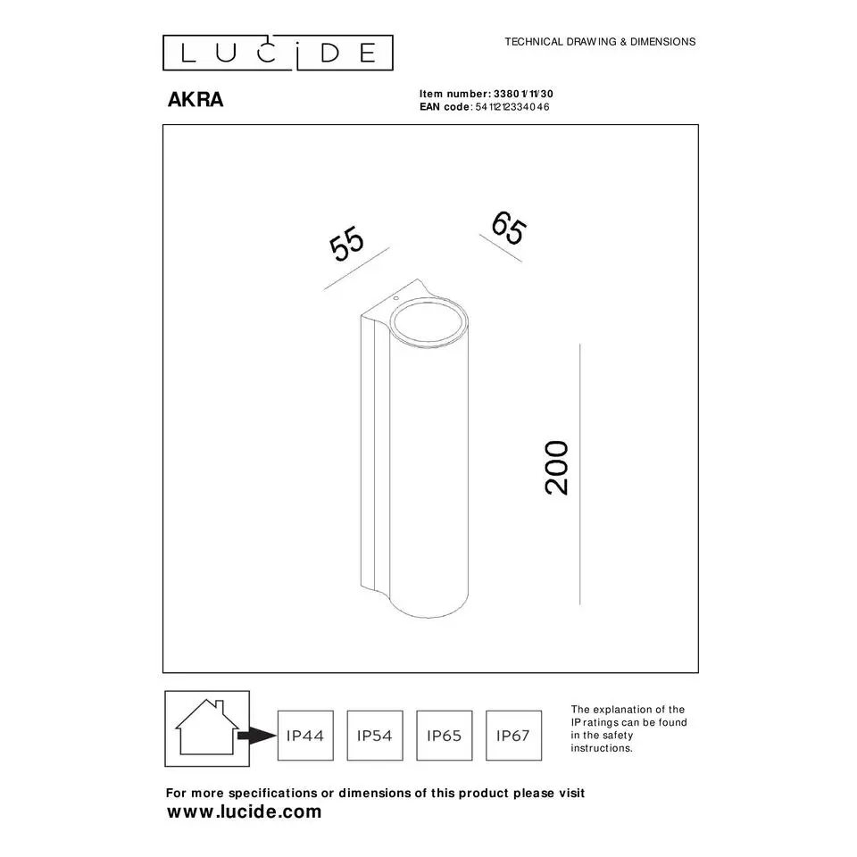 Lucide AKRA Wandlamp - Zwart