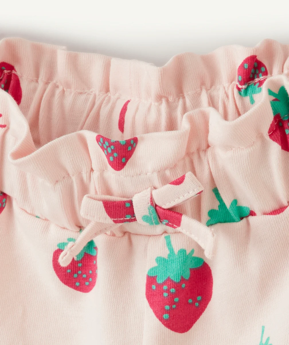 short bébé fille en coton biologique rose imprimé fraises