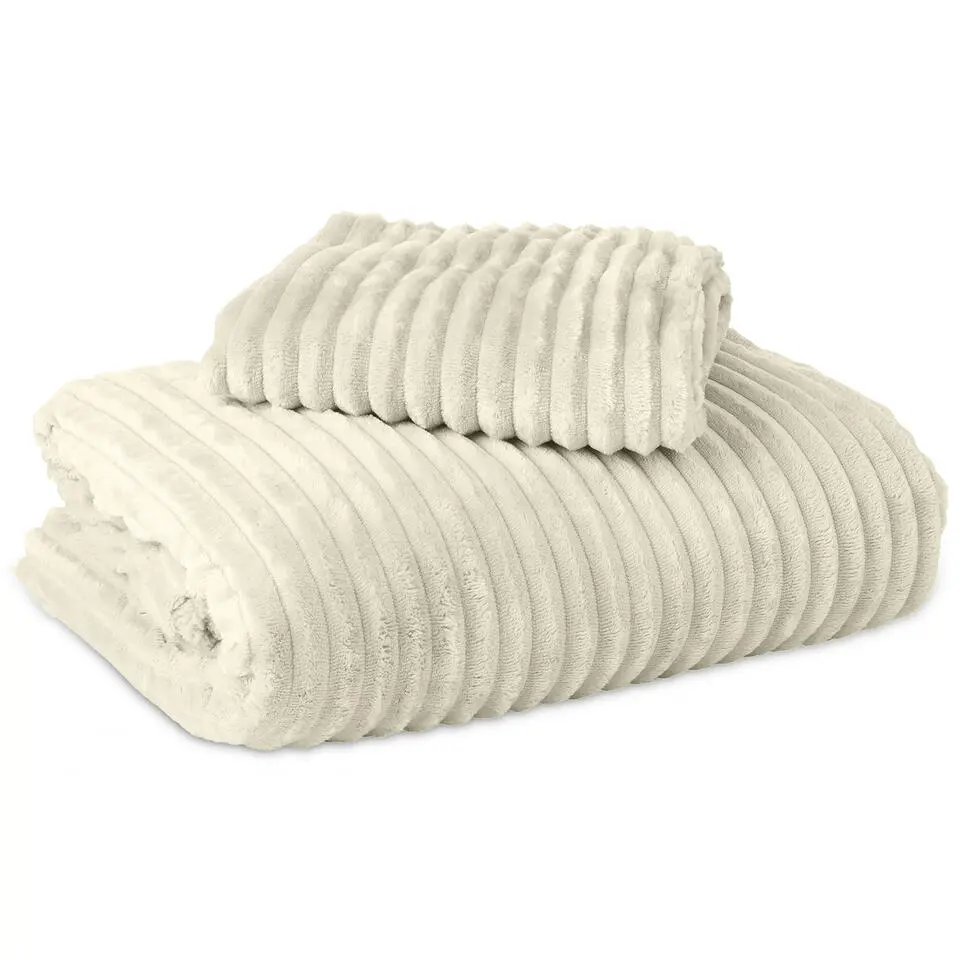 Dekbedovertrek Teddy Rib 140x220 – Fluweelzacht & Knus Design - Beige