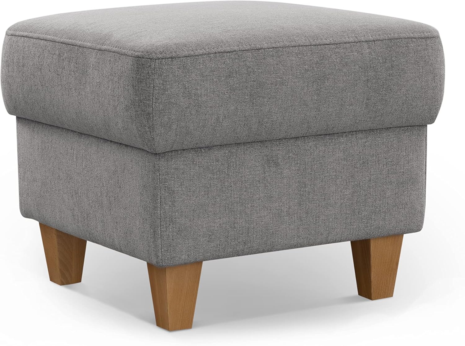 CAVADORE Stauraum-Hocker Wyk / Polsterhocker im Landhausstil, als Beistellhocker oder Fußhocker / 58 x 48 x 58 / Chenille, Grau