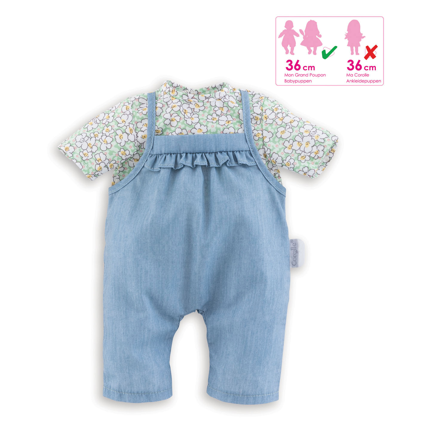 Corolle Mon Grand Poupon - Poppen Blouse en Overall, 36cm