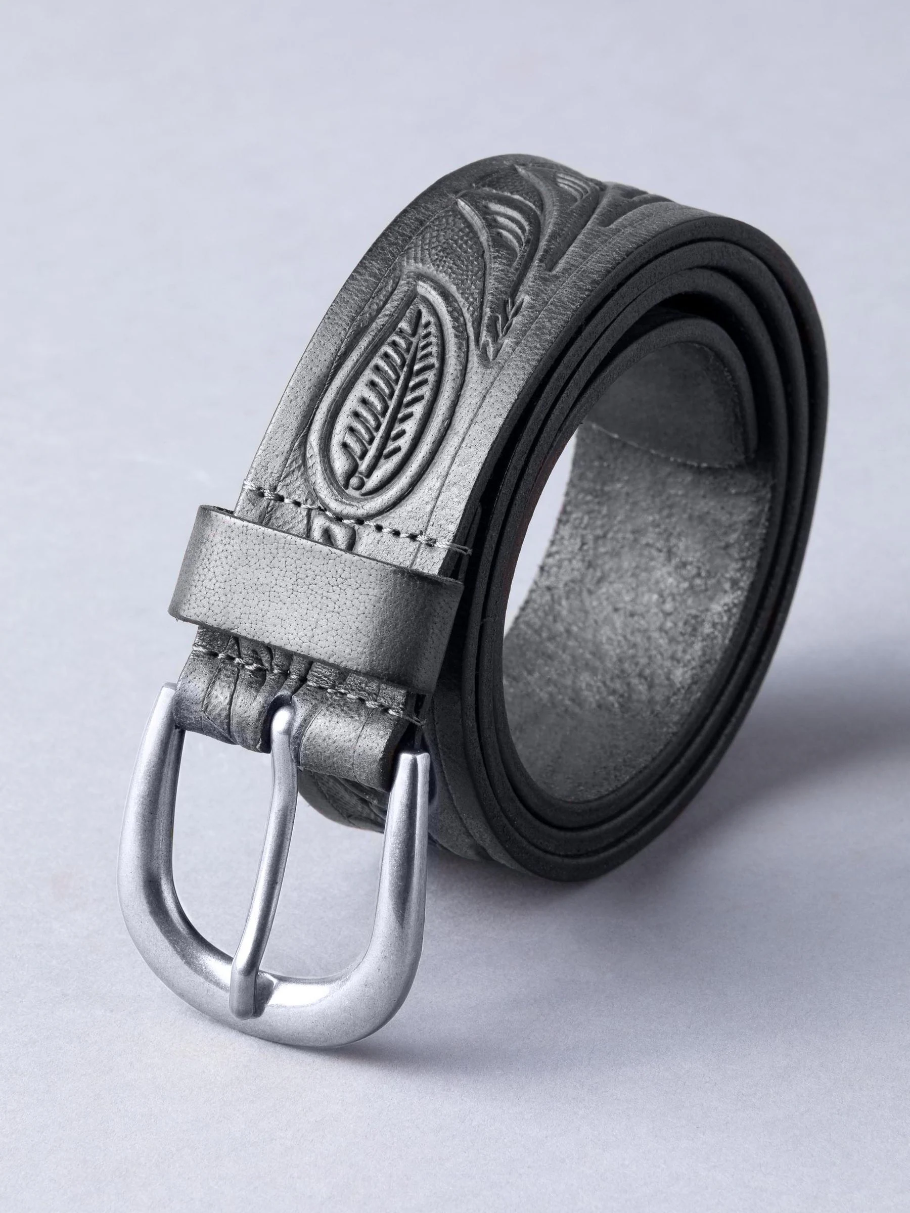 Zwart - Lakeland Leather - Leren riem met reliëf