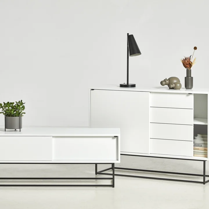 Woud - Virka Sideboard high, Eiche schwarz / geseift
