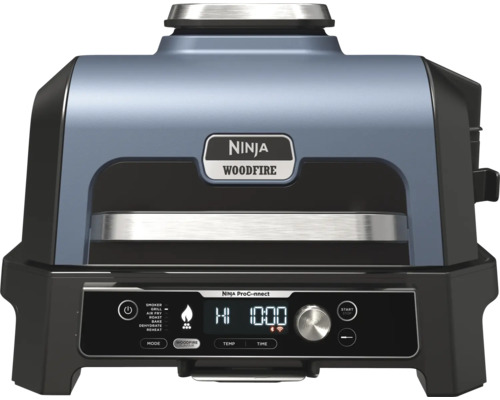 Ninja Woodfire Pro Connect XL 7-in-1 elektrische BBQ-rookoven voor buiten, app-bediening, airfryer met houtpellets, 1,7 kW