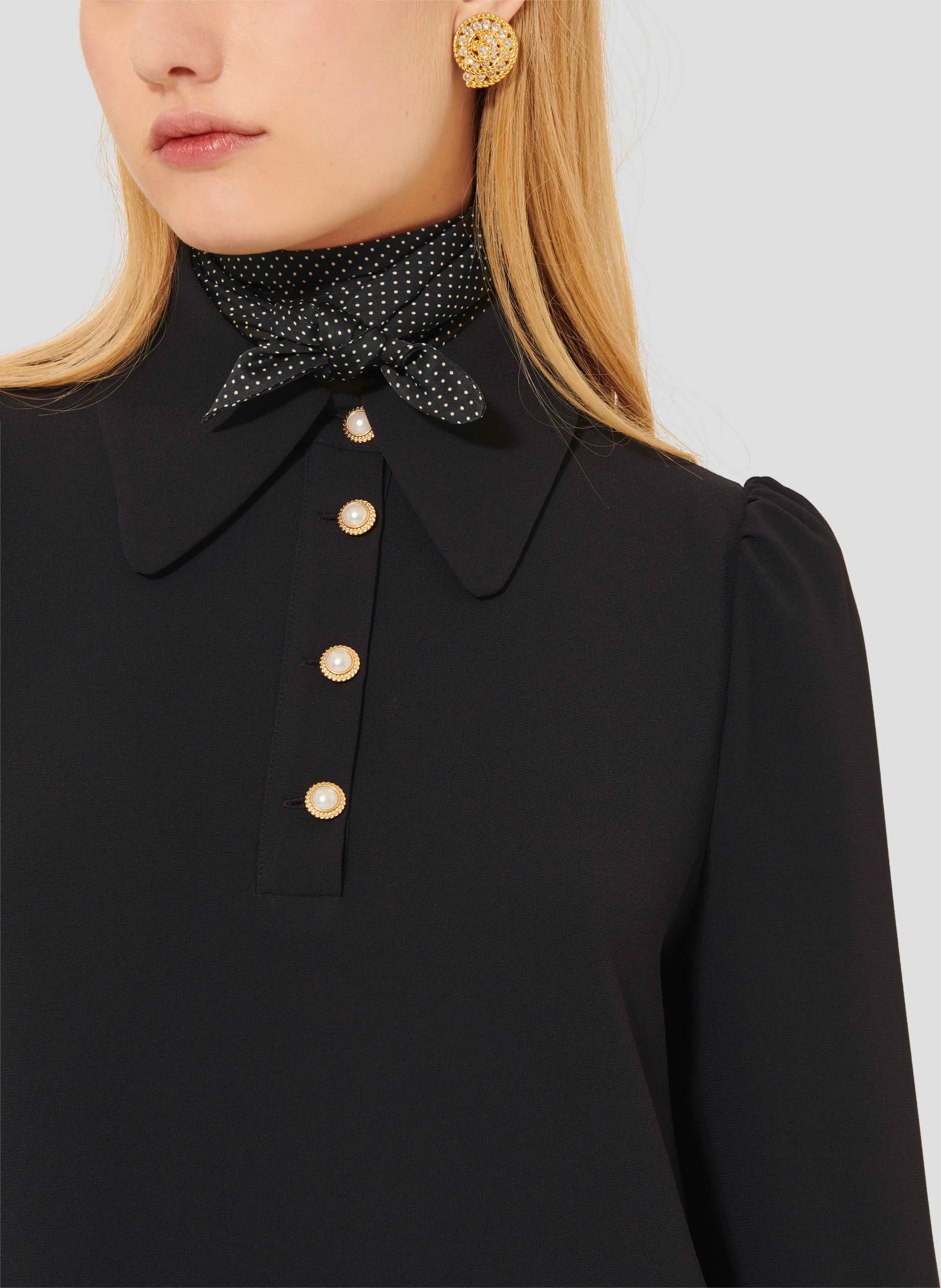 ROLFO - Robe courte col chemise | Noir