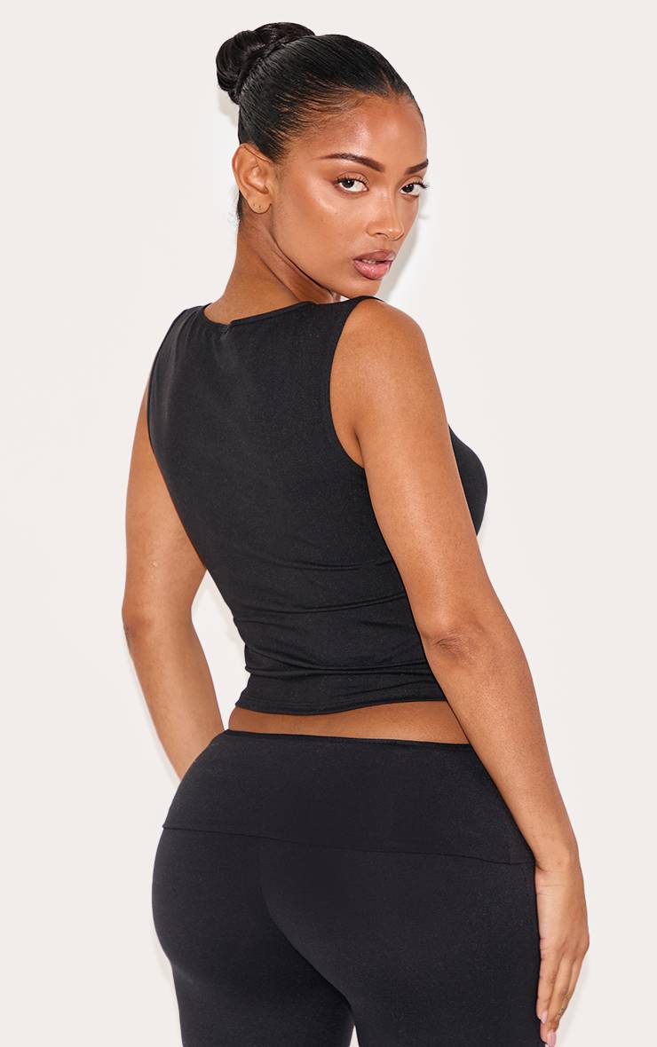 Noir Top Sculptant Long À Encolure Nageur Shape