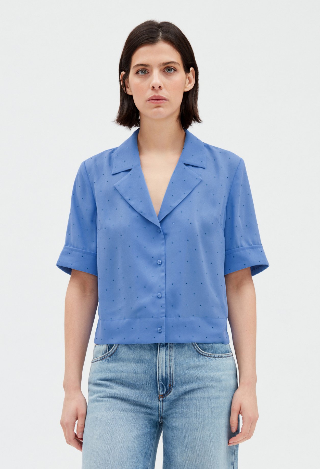 Chemise strassee bleue