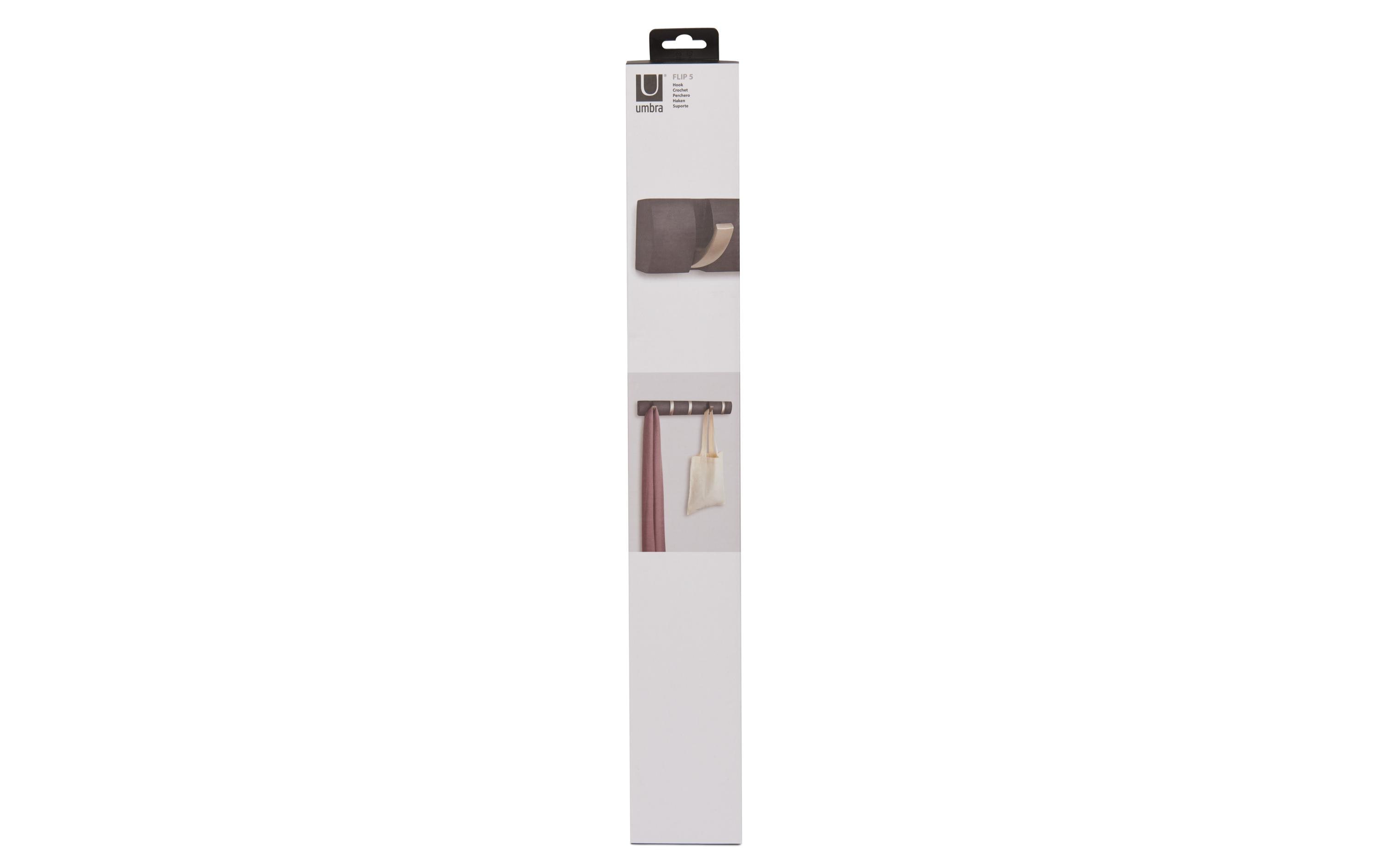 Wandgarderobe Flip 5 Haken, Dunkelgrau/SilberGarderobenhaken zum einklappen