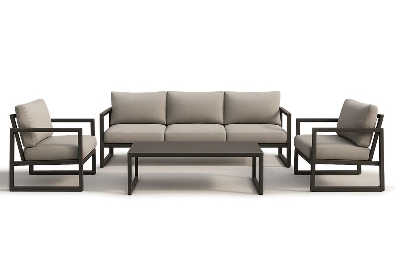 Outdoor-Sofa-Set Aluminiumrahmen Beige 2 Sessel 1 Sofa 1 Tisch