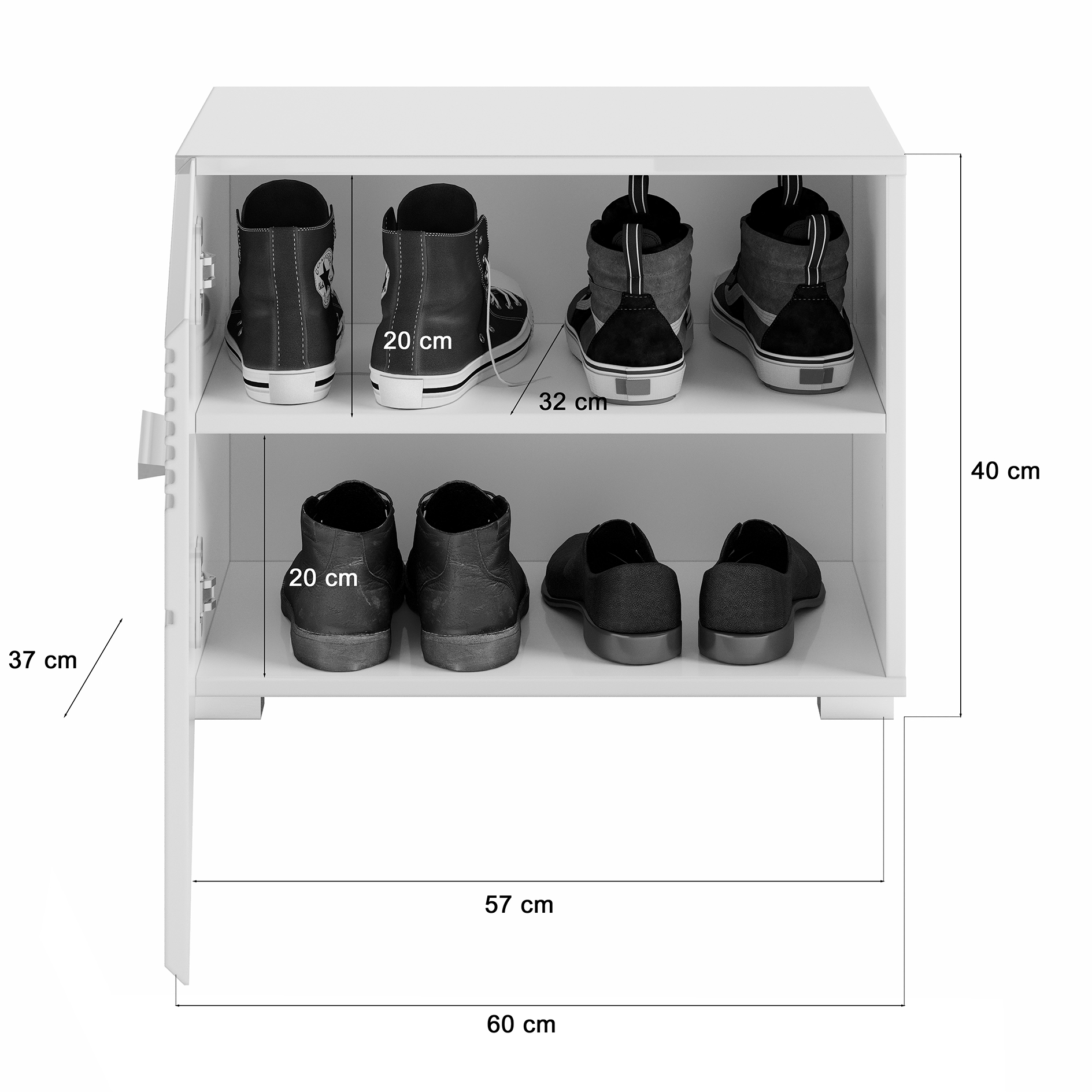 Sitzbank LINUS - weiß Hochglanz - 60 cm