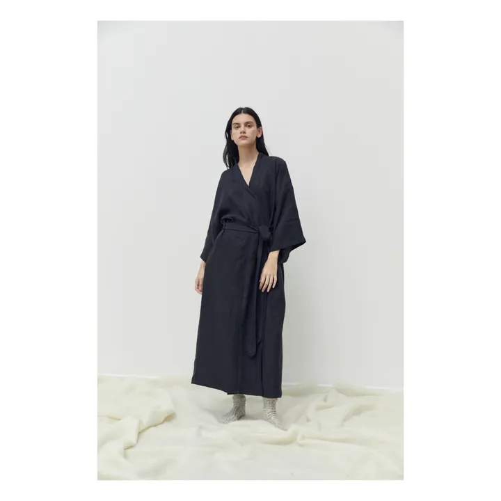 Deiji Studios Robe Ceinturée 02 Lin | Noir