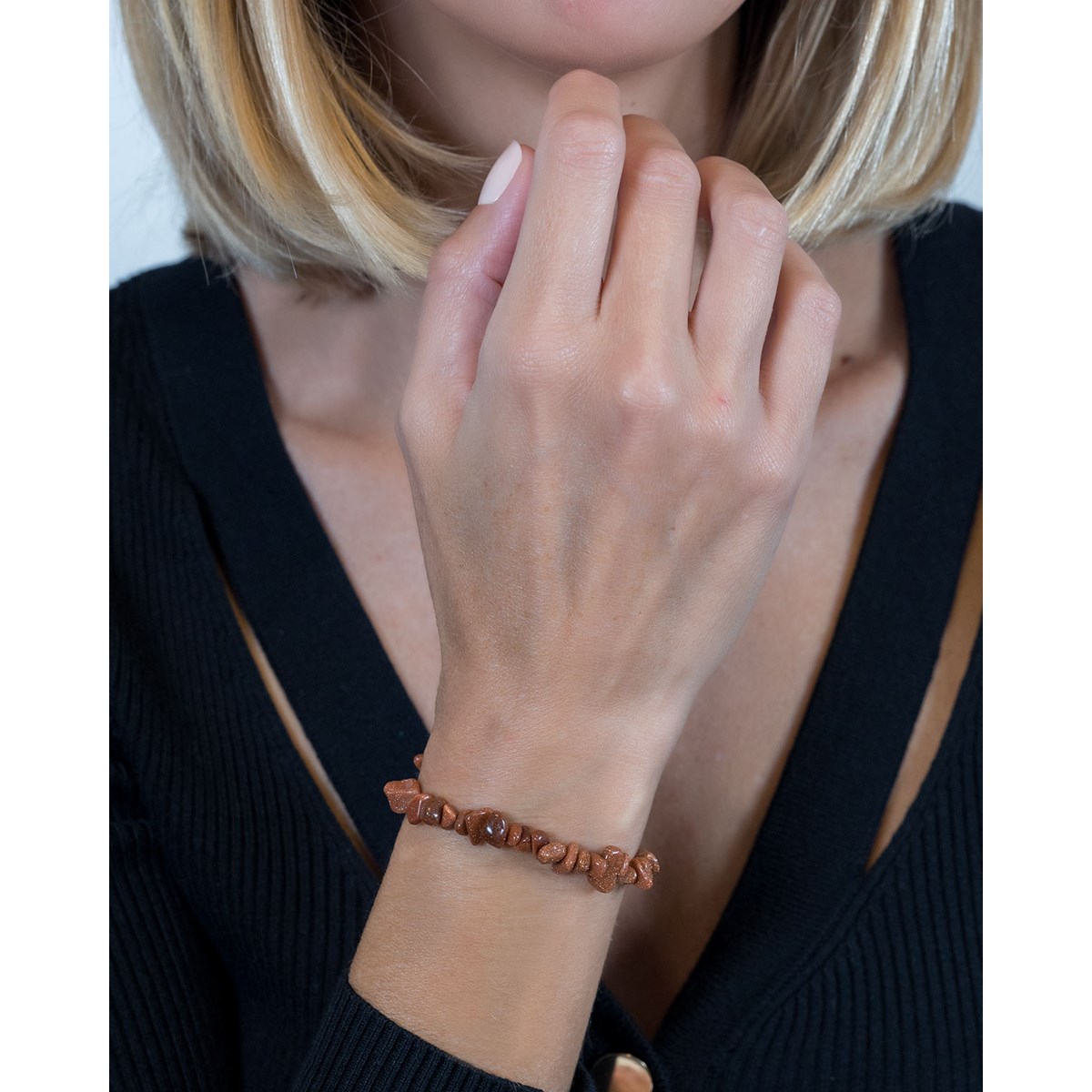 Bracelet réglable pierres synthetique brown gold