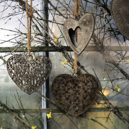 Dekoherz 'Coeur' aus Metall, grau, B 16 cm, H 14 cm günstig bestellen