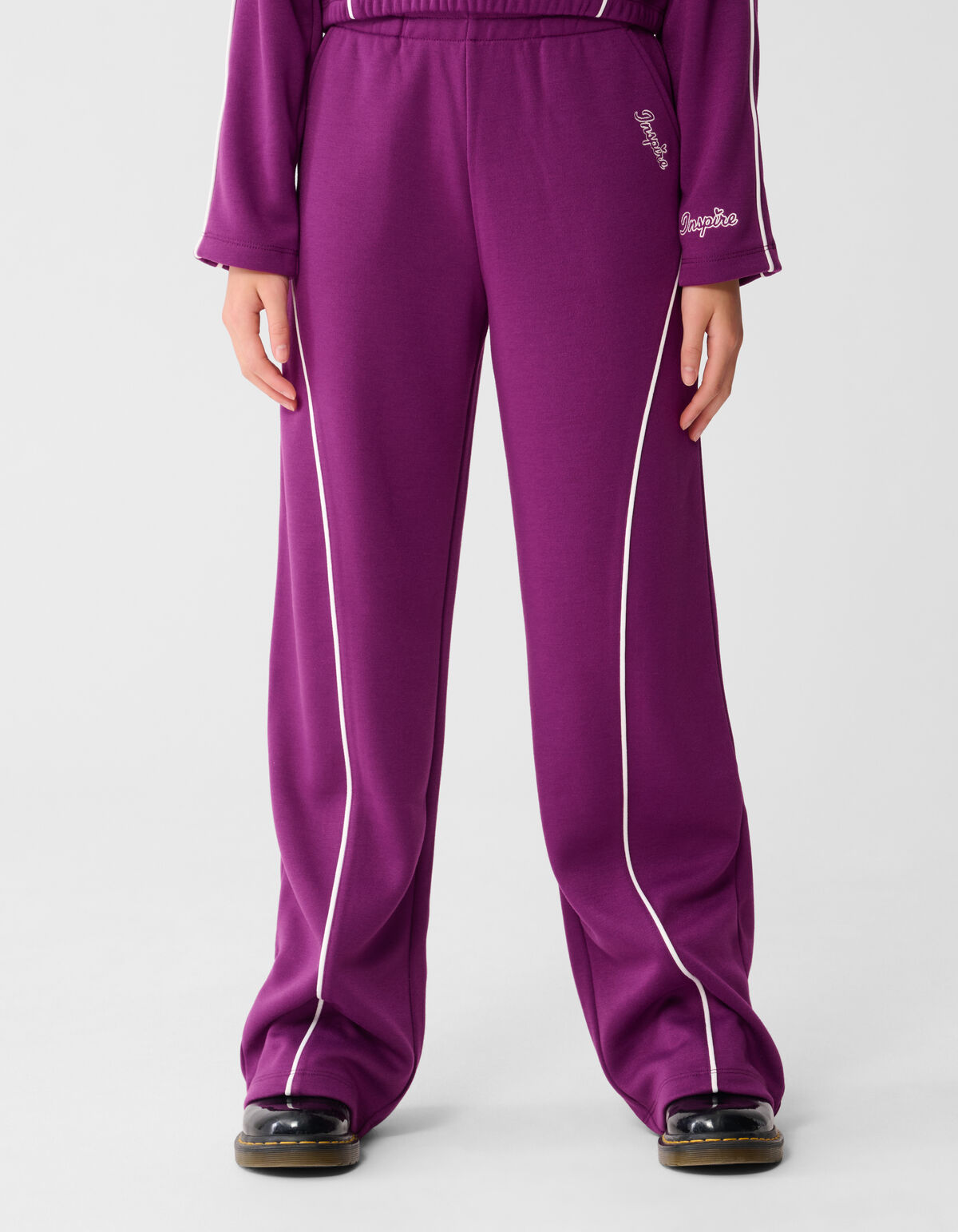 Piping Wide Leg Fit Broek Paars