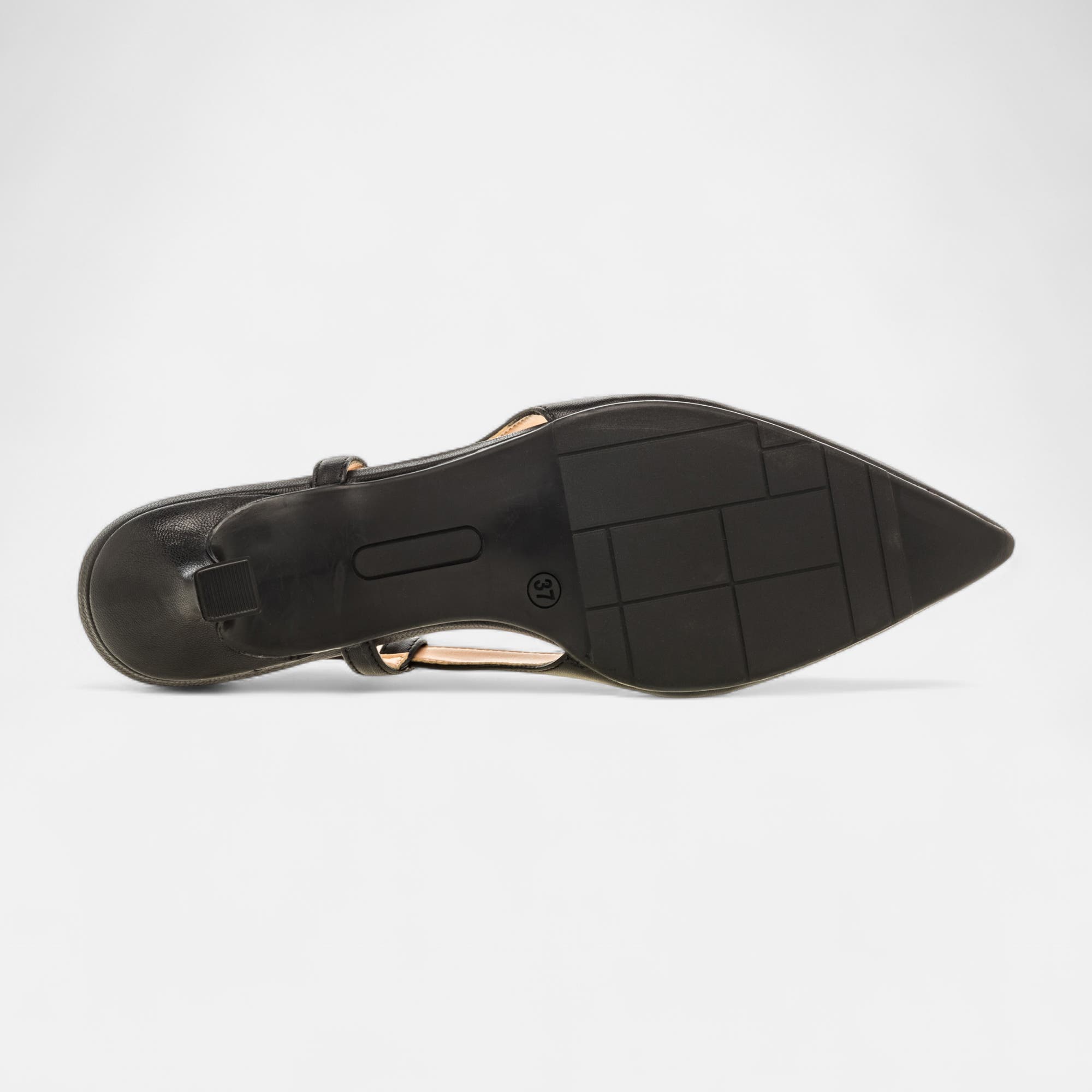 Escarpins avec bride arrière à talon Femme en cuir noir