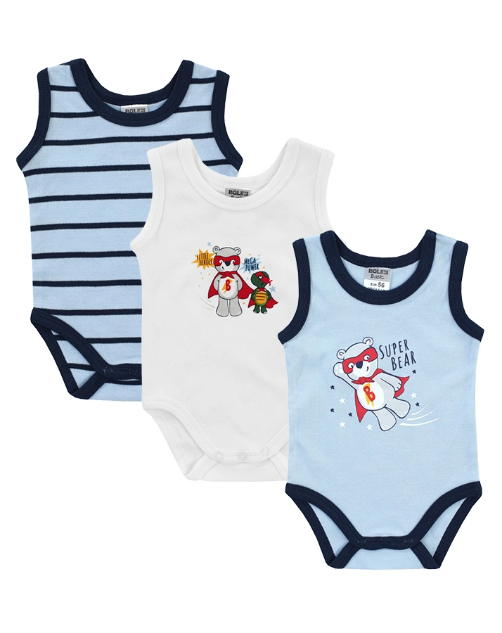 Träger-Body TOUGH BOY 3er-Pack in weiß/hellblau