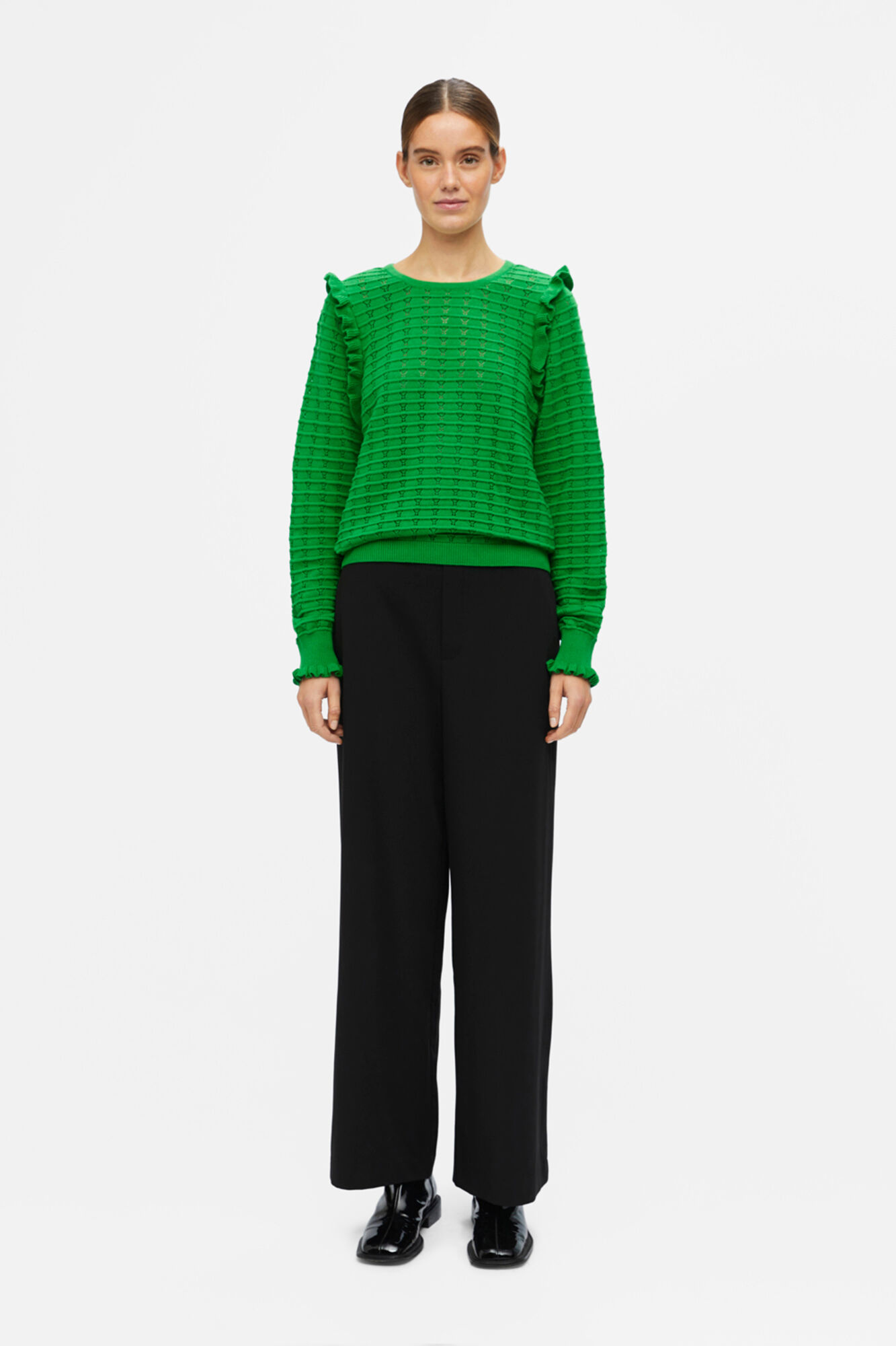 Blusa de malha com babados - Verde