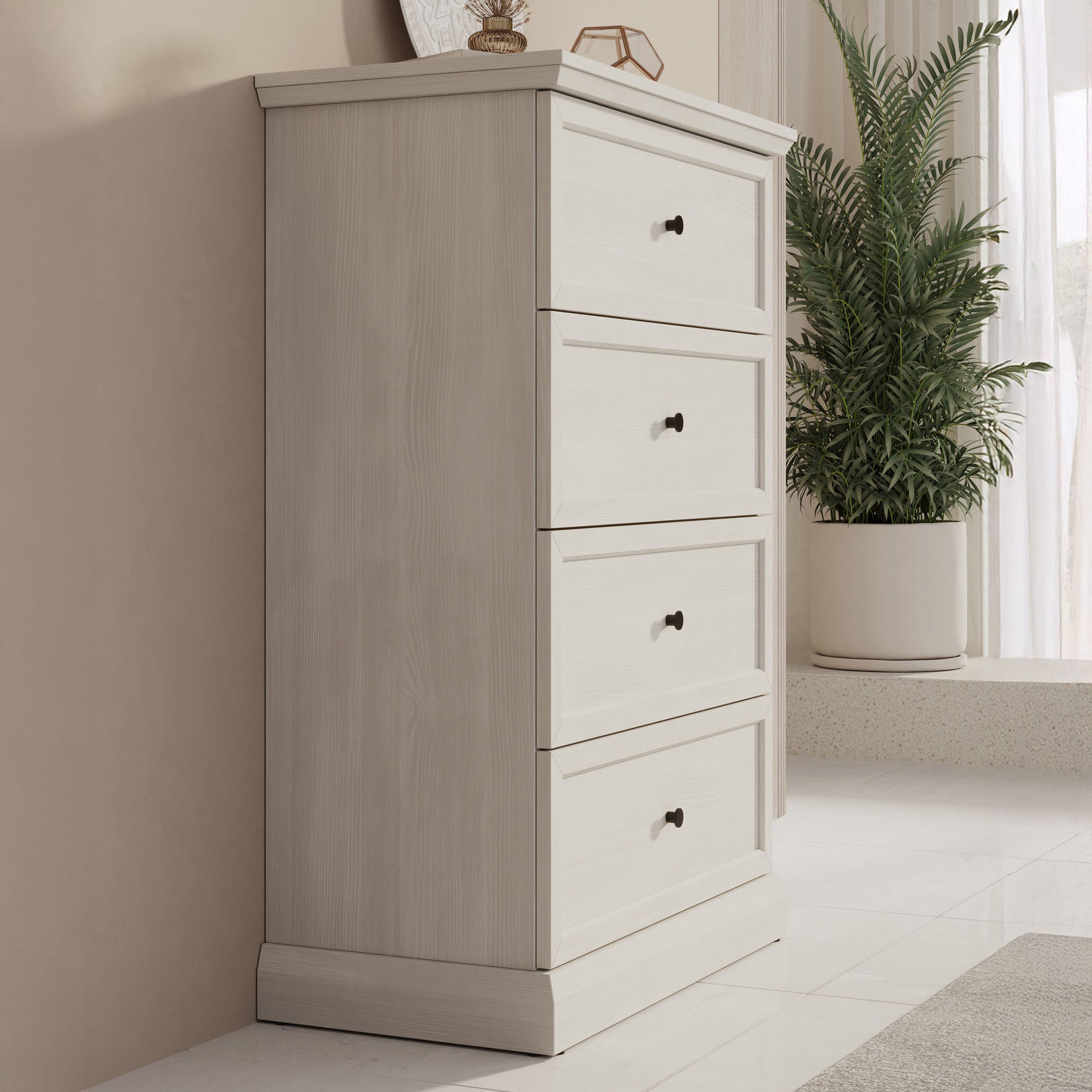 Leroy - Ladekast - Wit eiken - 75x40x110 cm