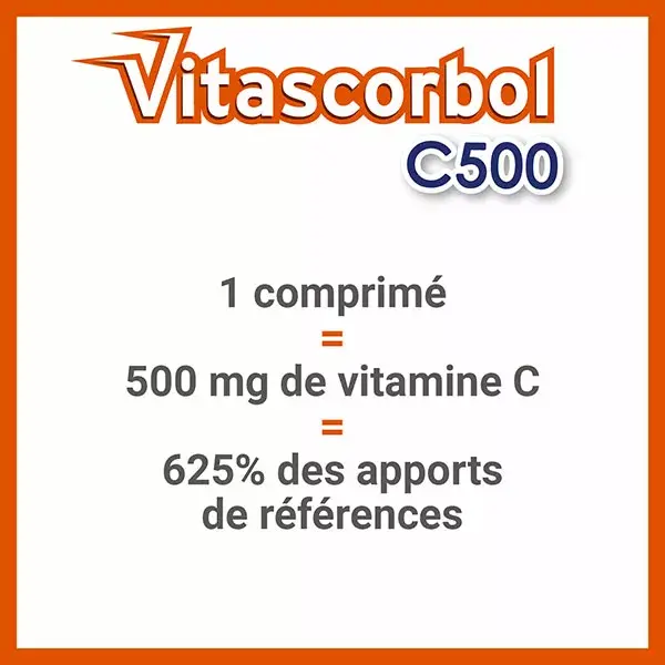 Vitascorbol Vitamine C 500mg 24 comprimés à croquer