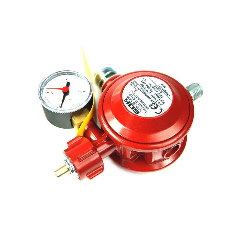 GOK Gasdruckregler EN61-DS 1,5kg/h 50 mbar  G.12 -> G 1/4 LH mit Manometer