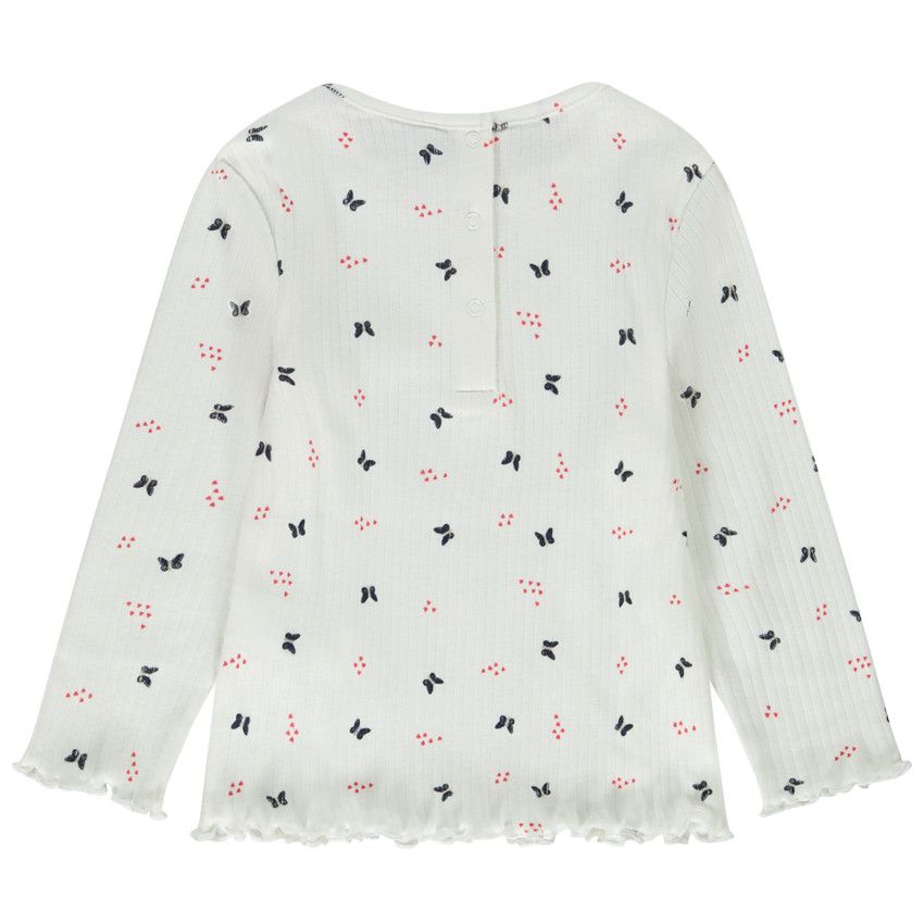 T-shirt manches longues imprimé papillons pour bébé fille - Ecru