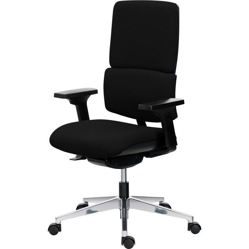 Chaise de bureau IMAX tissu - avec ou sans accoudoirs - Soutien lombaire - Mécanisme Synchrone auto régulé- Pieds aluminium