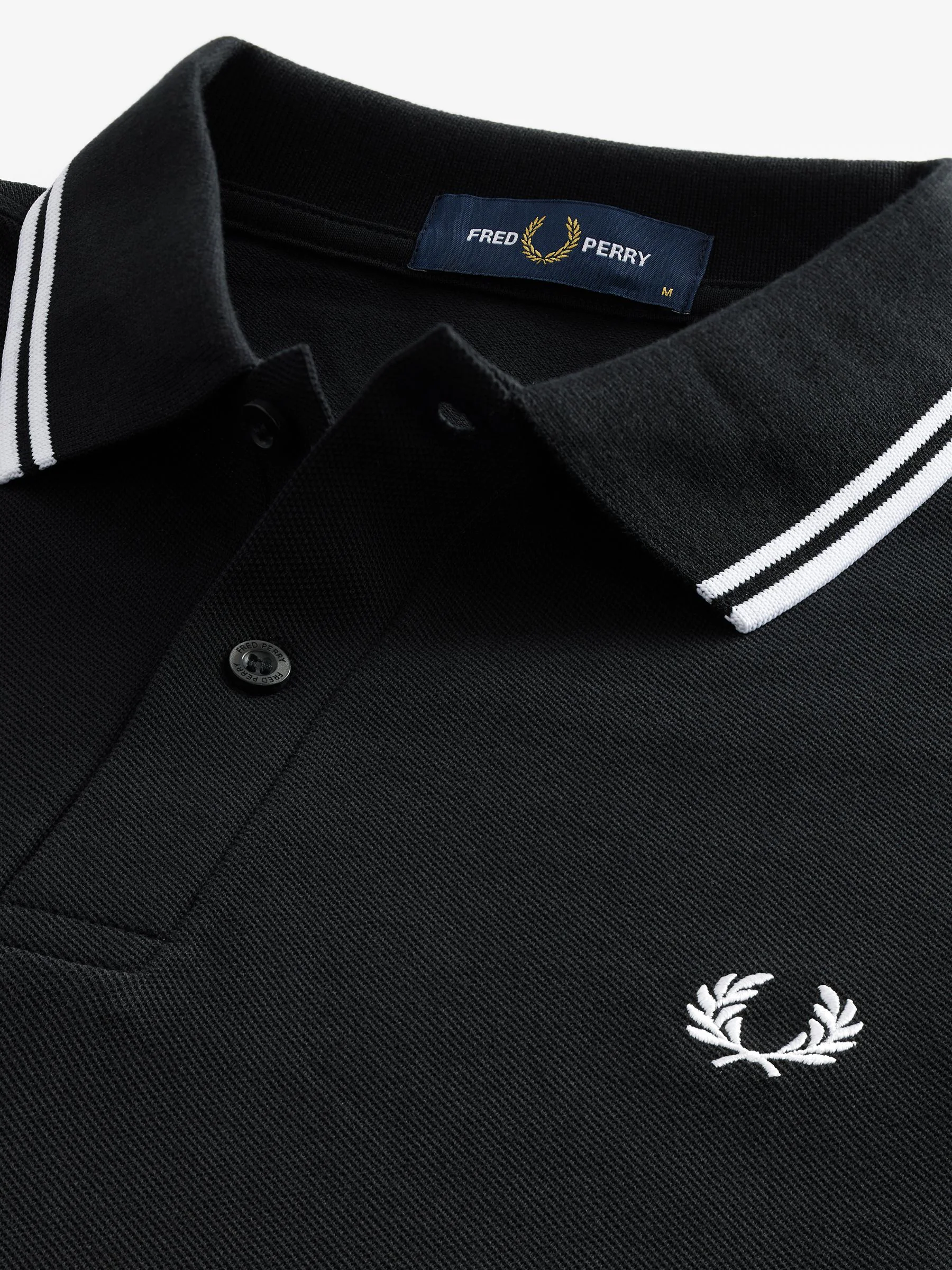Zwart/wit - Fred Perry poloshirt met tweekleurige streep op de mouw
