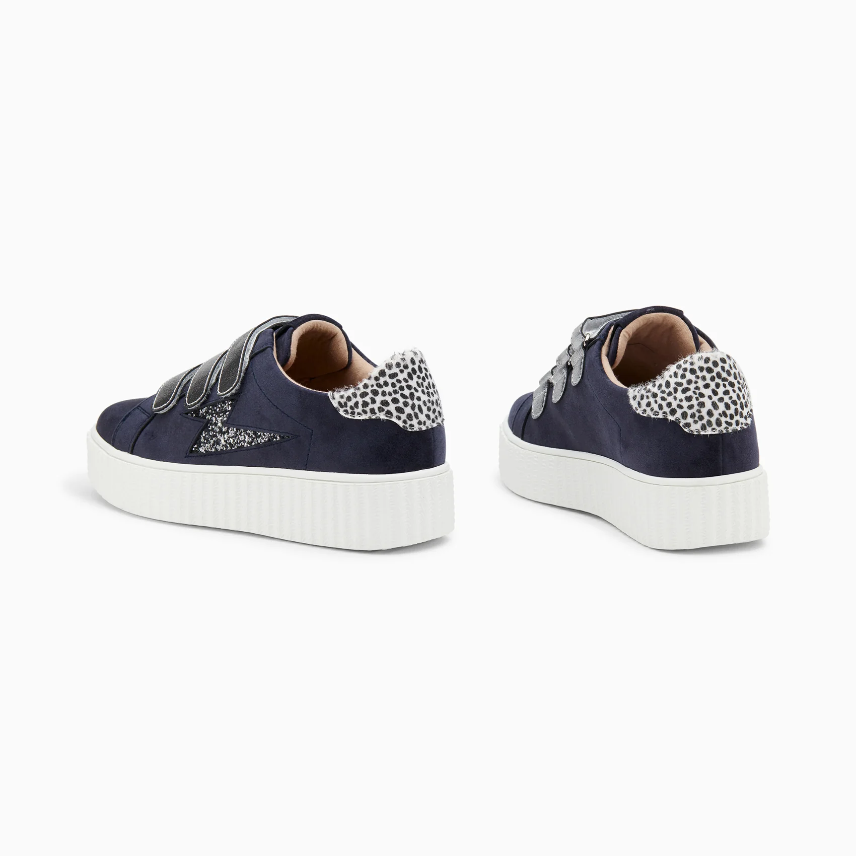Sneakers-Baskets éclair Maëlle bleu et anthracite à scratchs
