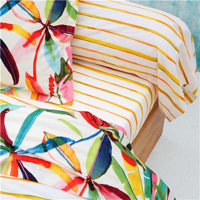 Linge de lit feuilles multicolores