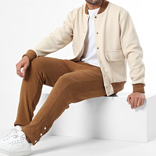 Ensemble Veste Bomber Et Pantalon Beige Camel