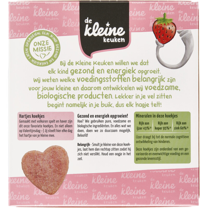 De Kleine Keuken Biologische hartjes koekjes aardbei 18m+