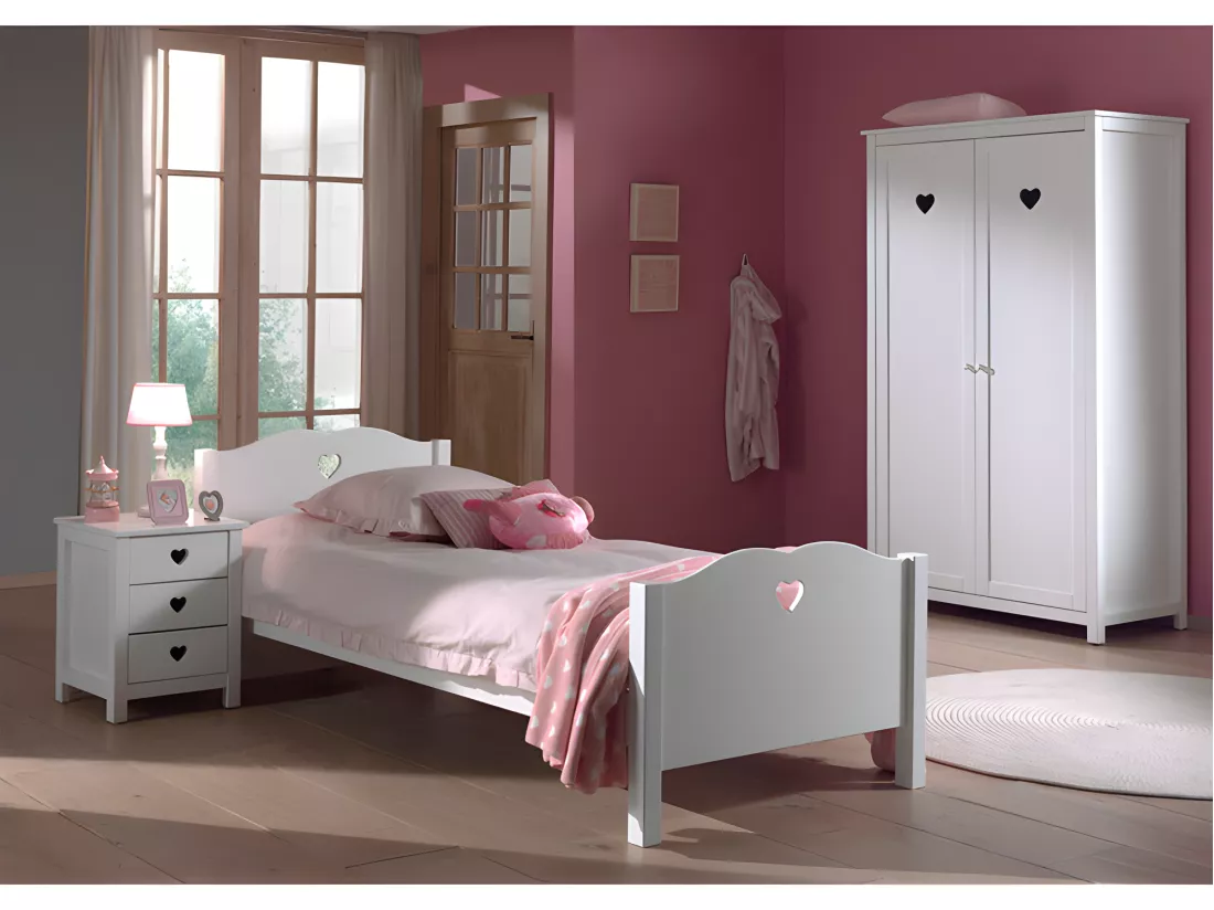 Pack - Lit Enfant, Sommier, Chevet & Armoire 