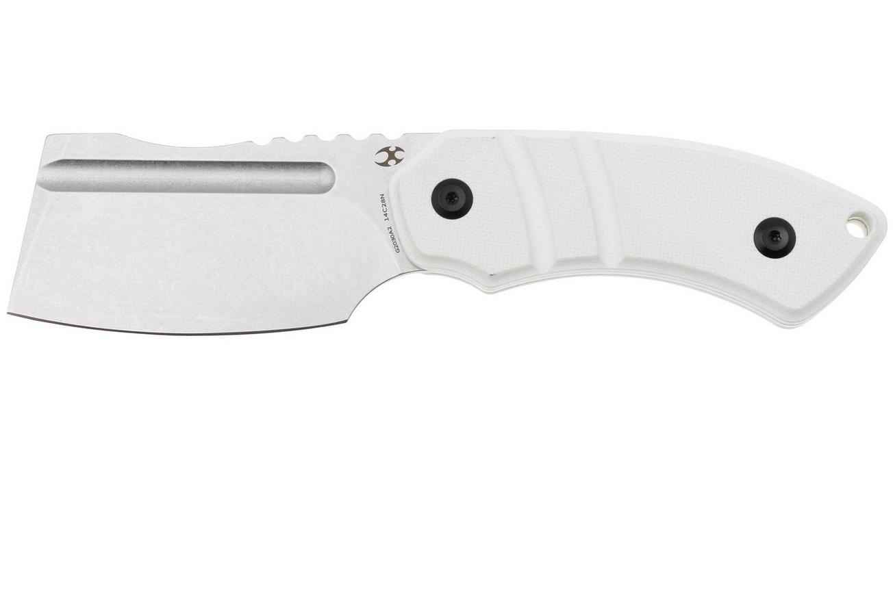 Kansept Korvid S G2030A2 Stonewashed 14C28N, White G10, vaststaand mes, Justin Koch design